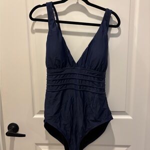 Navy One-Piece Swimsuit with Crossback Straps